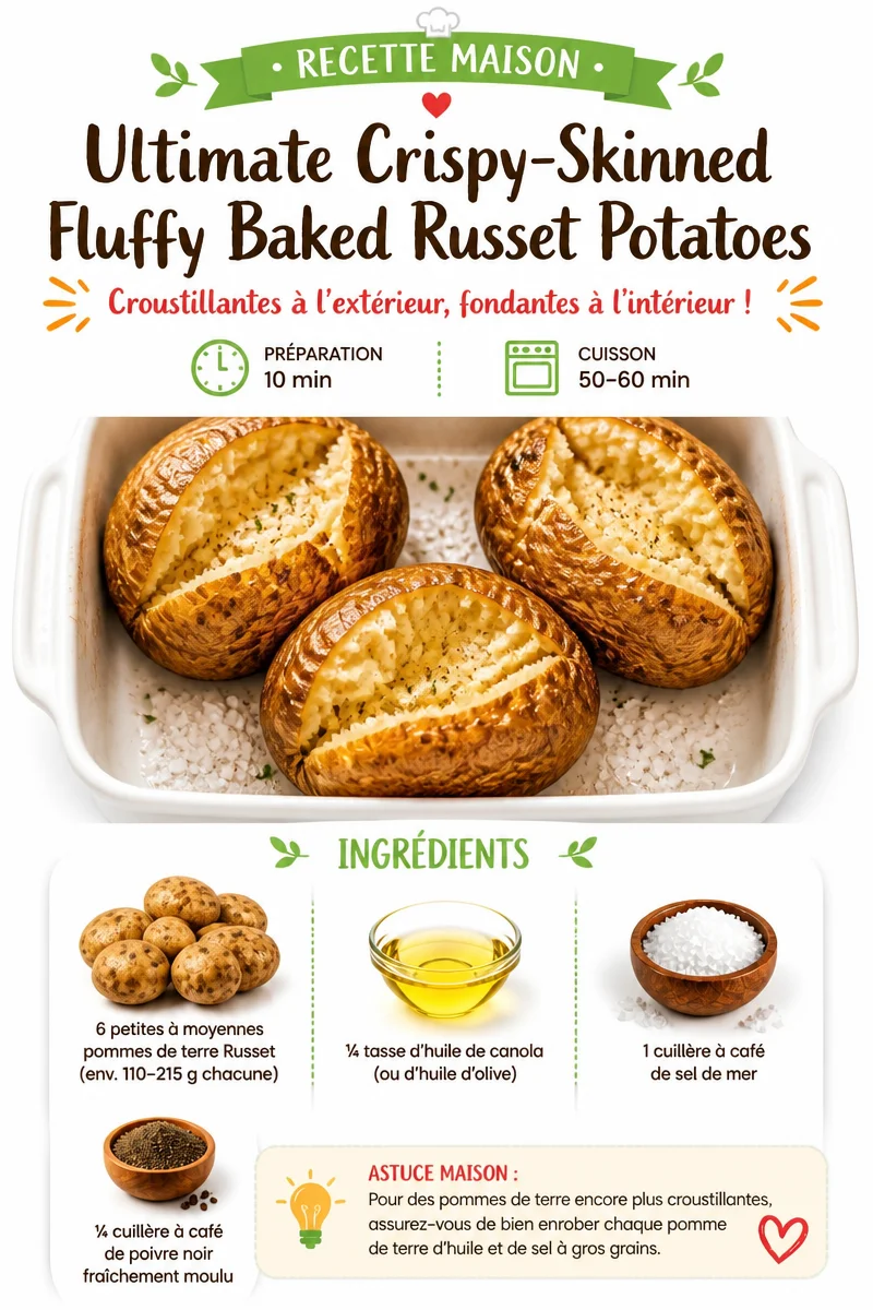 Fluffy baked russet potatoes with crispy skin on a plate