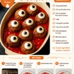 Delicious Monster Eyeball Meatballs served on a plate for Halloween dinner.