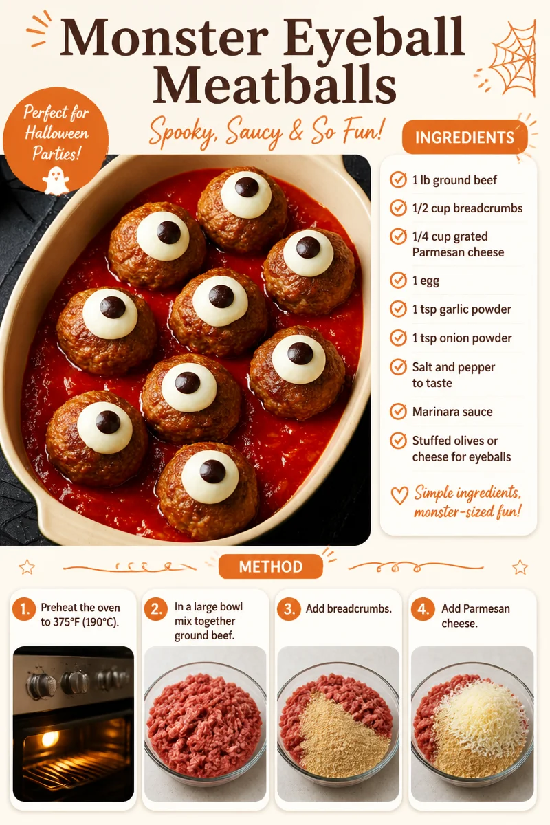 Delicious Monster Eyeball Meatballs served on a plate for Halloween dinner.