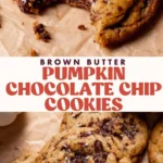 Delicious brown butter pumpkin chocolate chip cookies fresh out of the oven.