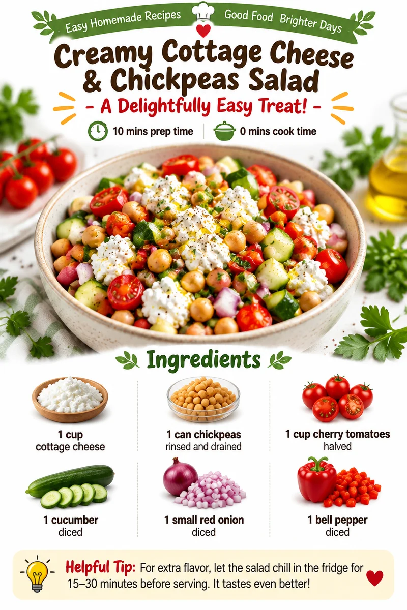Creamy Cottage Cheese & Chickpeas Salad - A Delightfully Easy Treat! 🥗✨