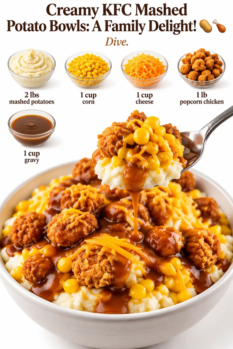 Creamy KFC Mashed Potato Bowls: A Family Delight! 🥔🍗