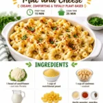Bowl of creamy vegan cauliflower mac and cheese topped with herbs