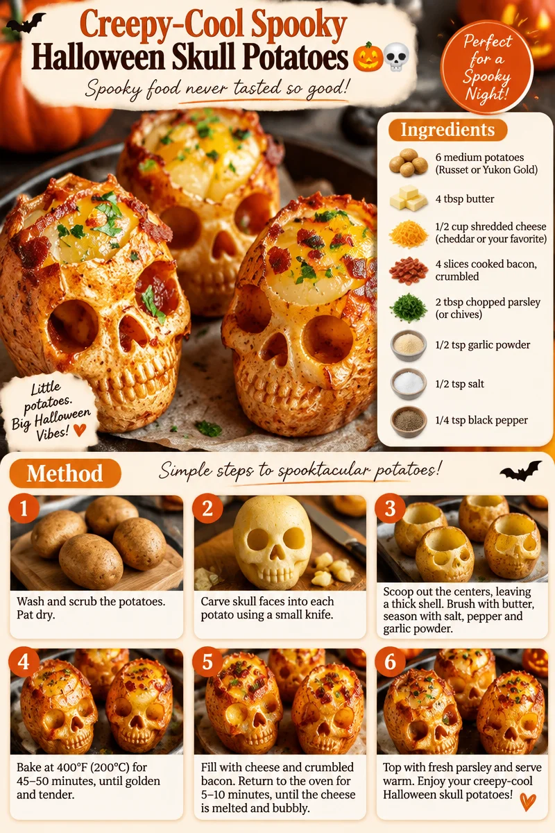 Creepy-Cool Spooky Halloween Skull Potatoes 🎃💀