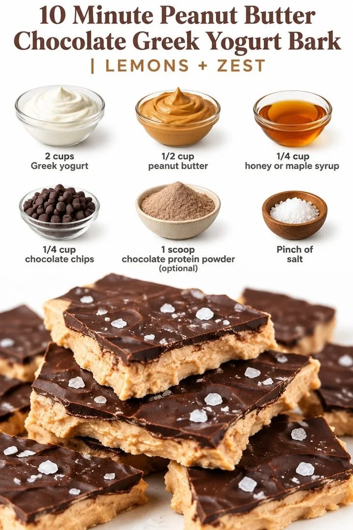 Decadent peanut butter chocolate Greek yogurt bark recipe