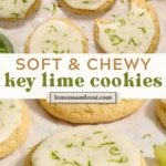 Plate of easy key lime cookies with lime glaze drizzled on top
