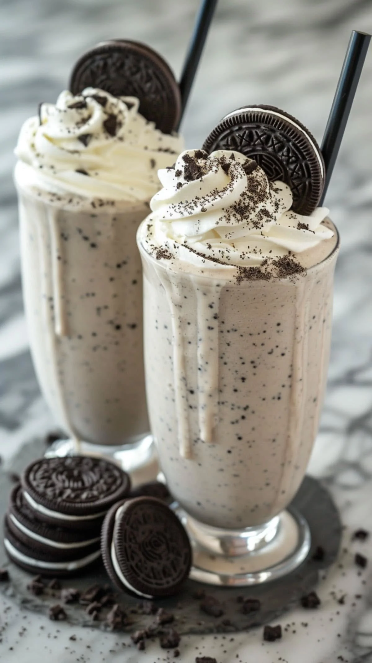 Easy Oreo milkshake made with three ingredients