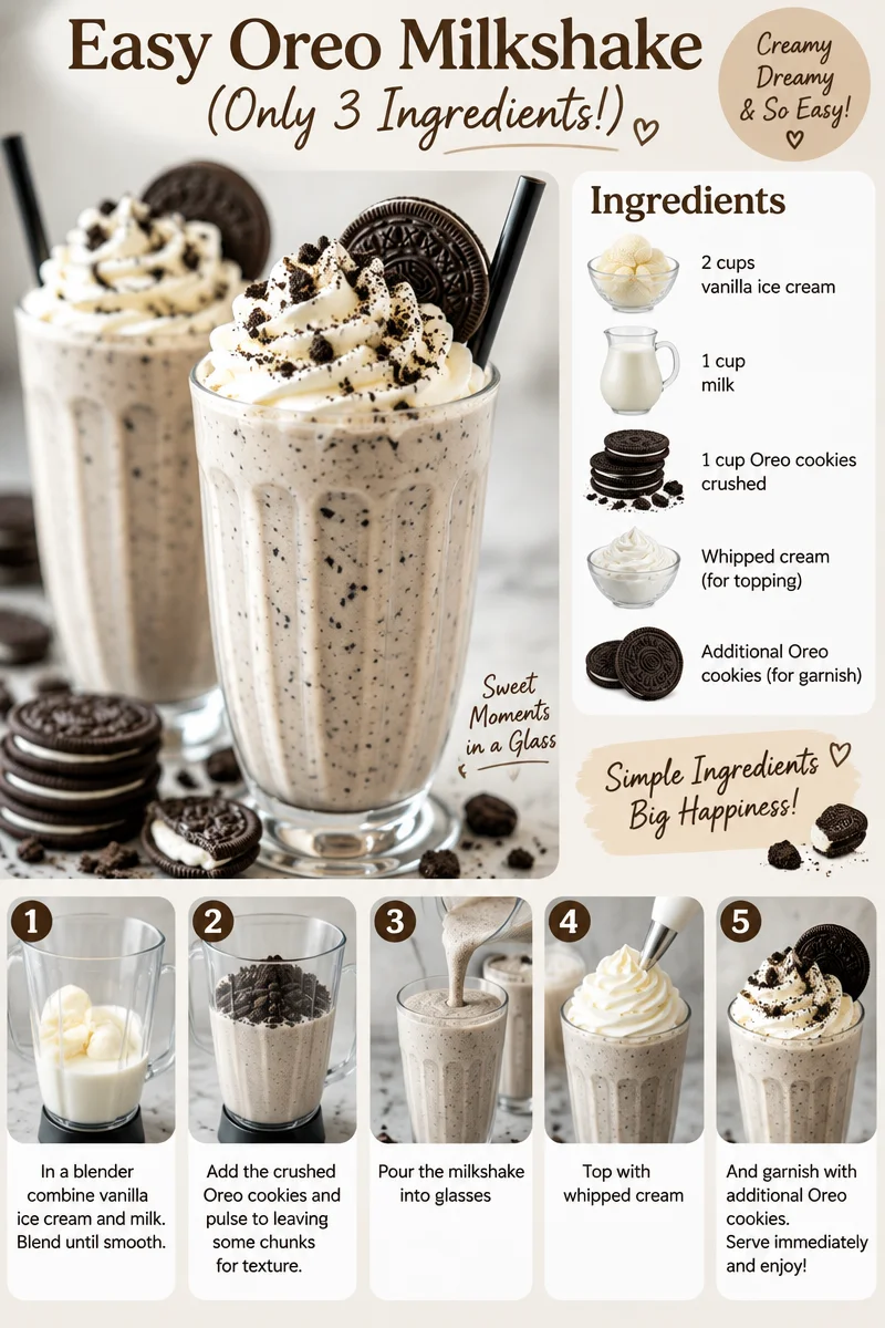 Easy Oreo Milkshake (Only 3 Ingredients!)
