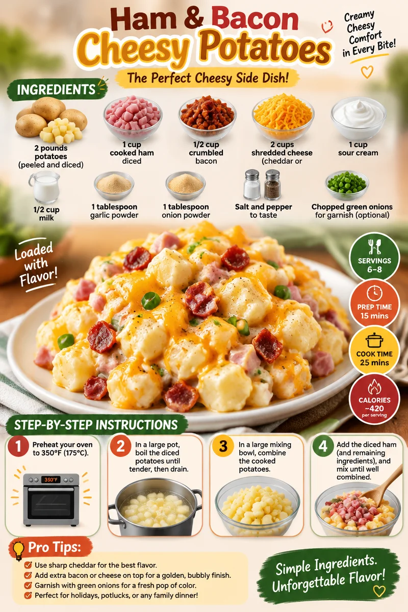 Ham and Bacon Cheesy Potatoes - The Perfect Cheesy Side Dish!