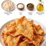 Crispy chicken skins freshly made, perfect for snacking or adding to dishes.