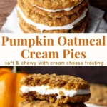 Delicious Pumpkin Oatmeal Cream Pies with creamy filling and soft oatmeal cookies