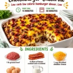 Savory low-carb bacon cheeseburger casserole in a baking dish