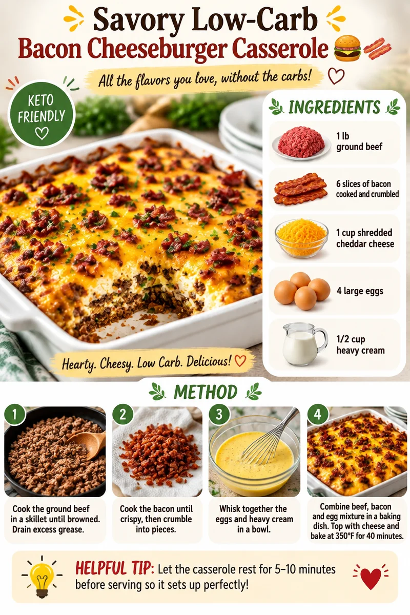 Savory Low-Carb Bacon Cheeseburger Casserole