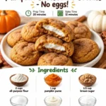 Soft and chewy vegan pumpkin cheesecake cookies on a plate