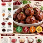 Slow cooker cranberry chili meatballs with a sweet and spicy glaze