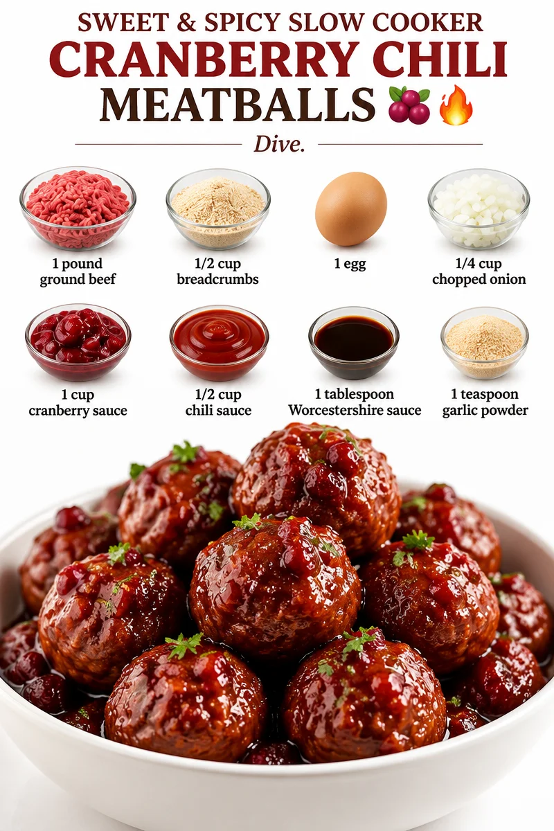 Sweet & Spicy Slow Cooker Cranberry Chili Meatballs