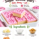 Thick, chewy, and soft sugar cookie bars on a plate