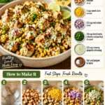 Zesty high protein chicken salad with street corn and fresh ingredients